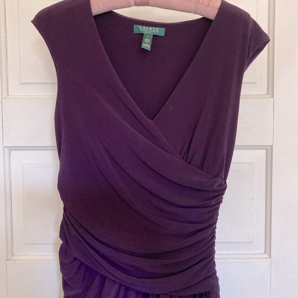 Ralph Lauren Rich Purple  Jersey Dress w Ruching